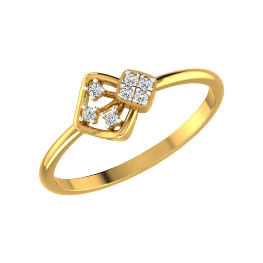 Geometric Quad Halo Diamond Ring