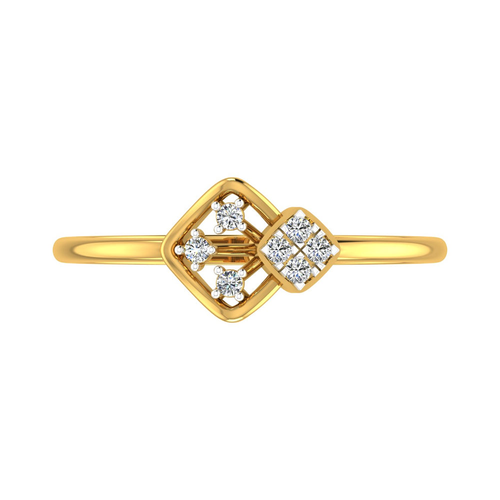 Geometric Quad Halo Diamond Ring