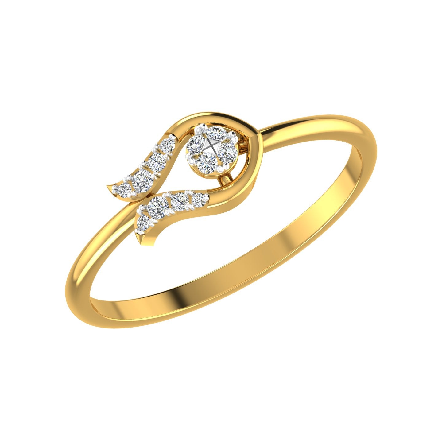 Geometric Interlock Teardrop Diamond Ring