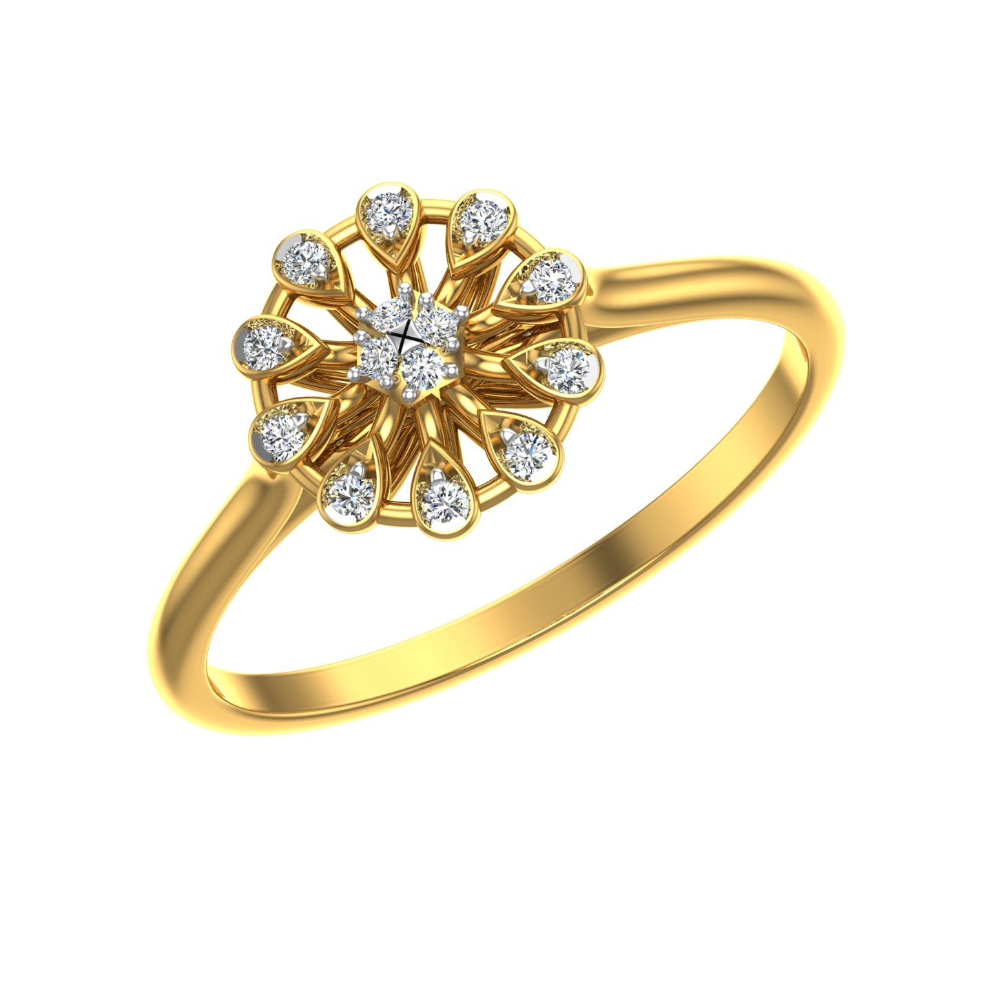 Golden Daisy Diamond Ring