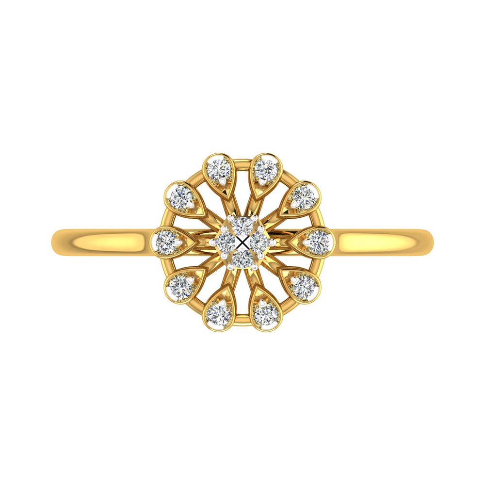 Golden Daisy Diamond Ring