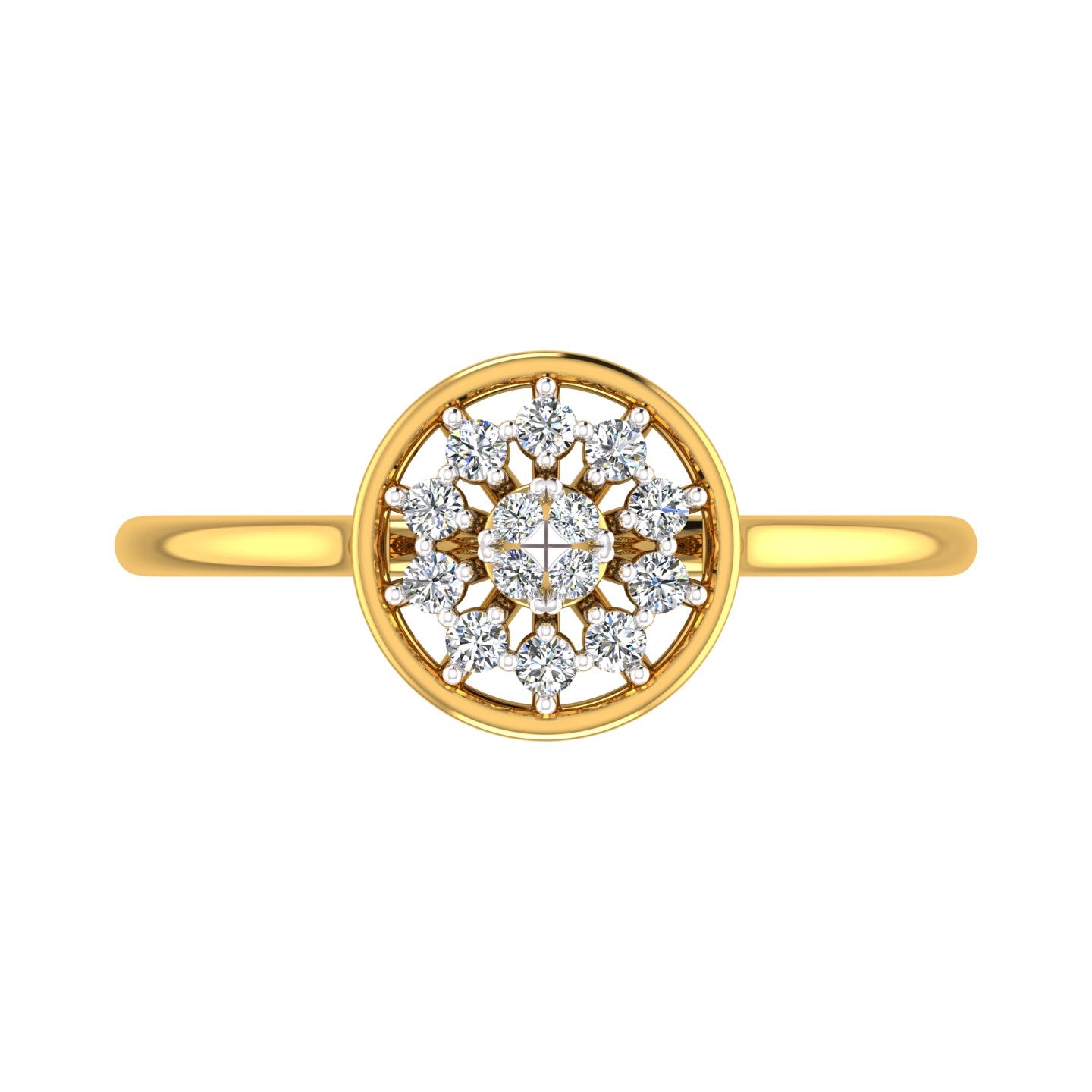 Circular Cluster Halo Diamond Ring