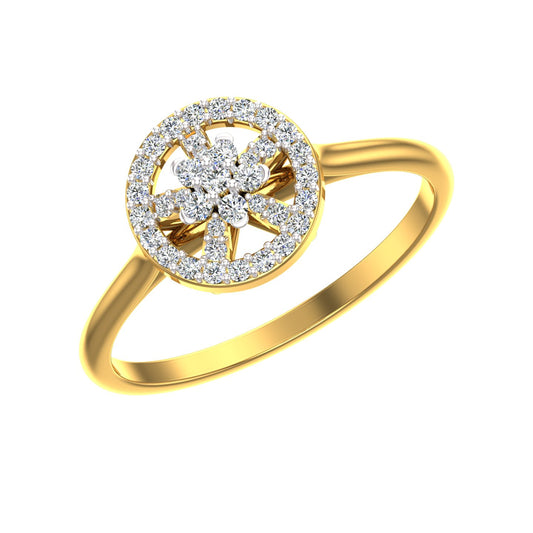 Spoke Wheel Starburst Halo Diamond Ring