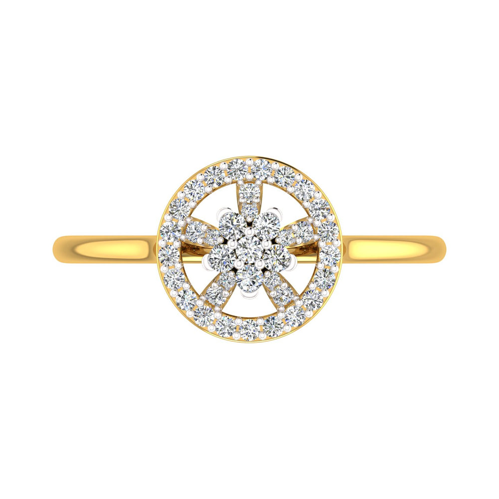 Spoke Wheel Starburst Halo Diamond Ring