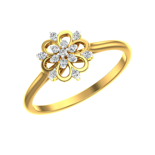 Openwork Wire Flower Cluster Diamond Ring