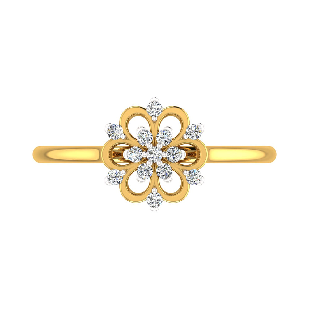 Openwork Wire Flower Cluster Diamond Ring