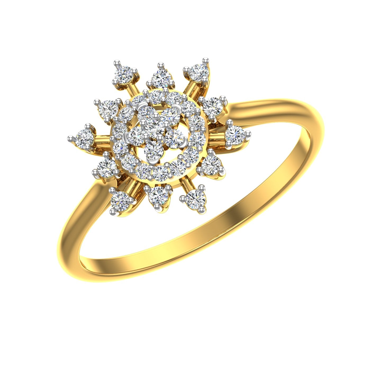 Sunburst Star Medallion Diamond Ring