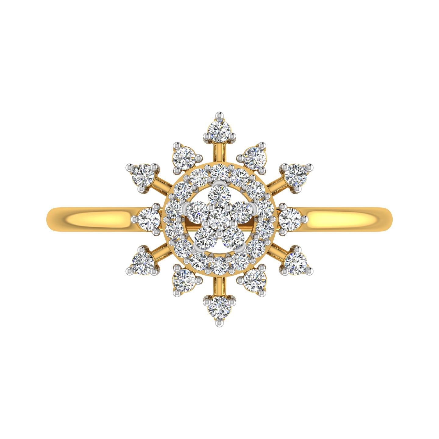 Sunburst Star Medallion Diamond Ring