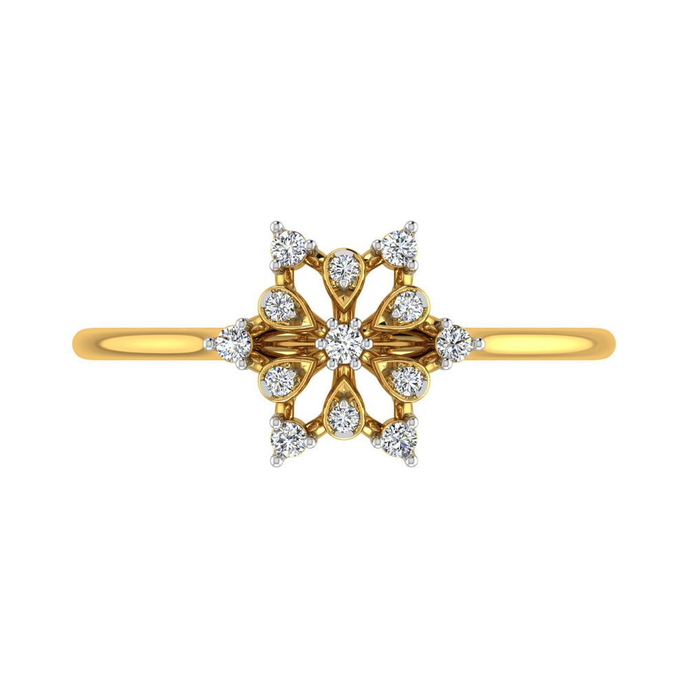 Filigree Snowflake Starburst Diamond Ring