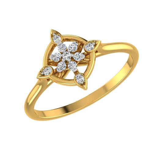 Geometric Floral Mandala Diamond Ring