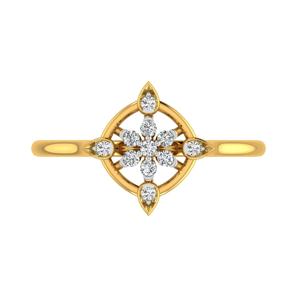 Geometric Floral Mandala Diamond Ring