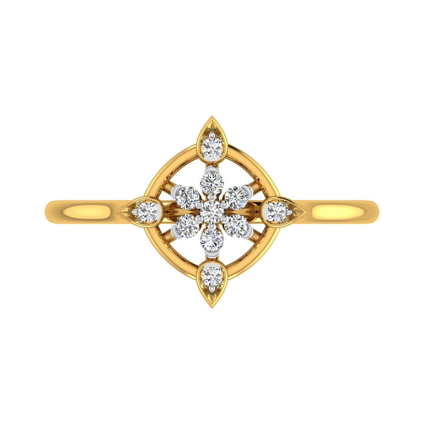 Geometric Floral Mandala Diamond Ring