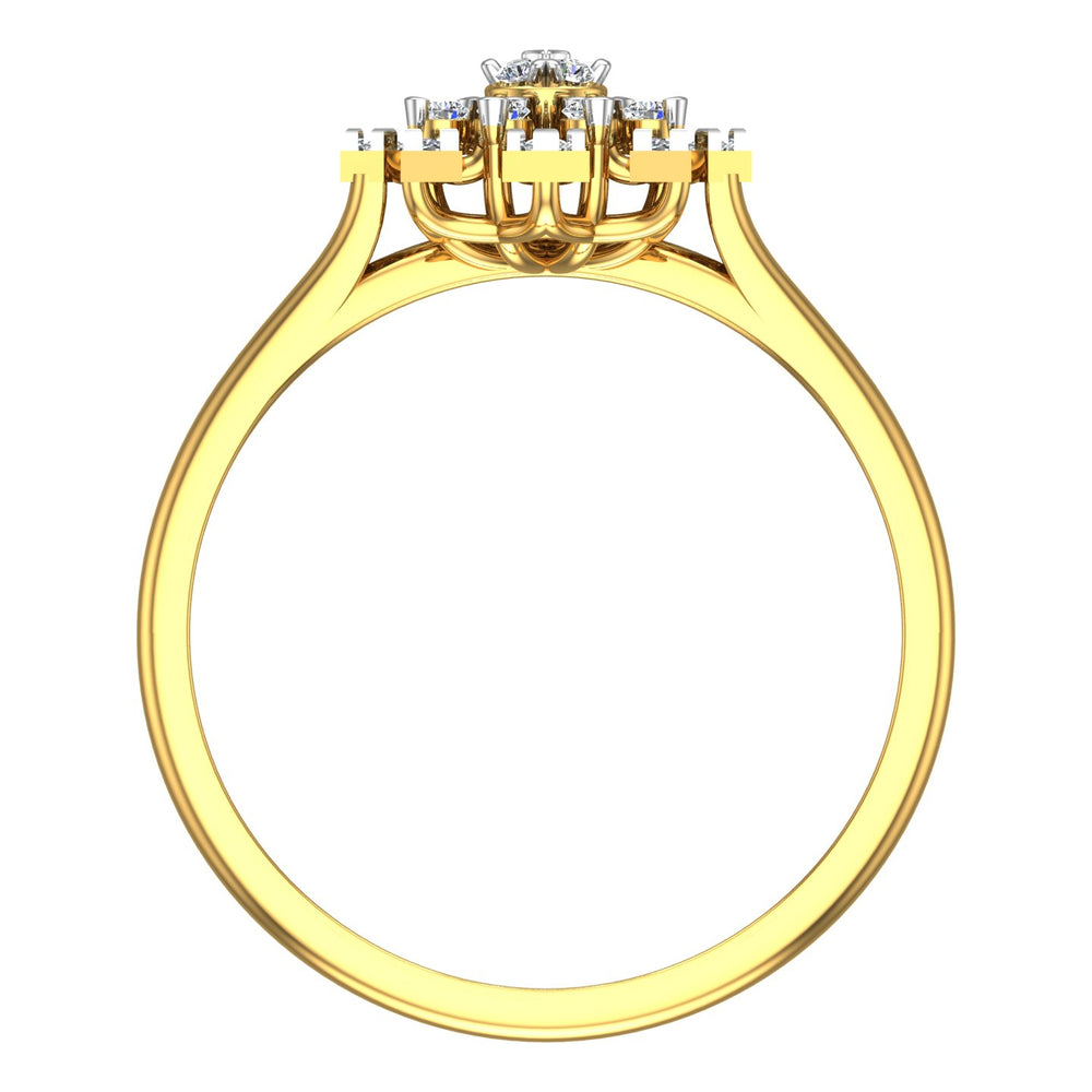 Geometric Starburst Double-Halo Diamond Ring