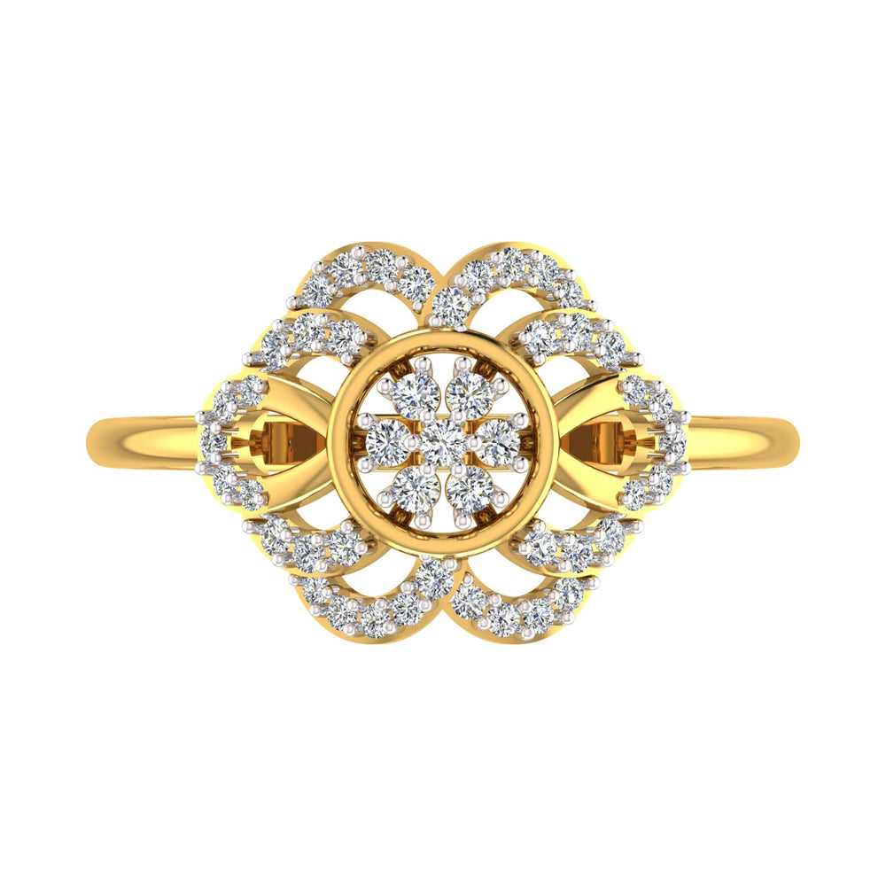 Concentric Floral Cluster Yellow Gold Diamond Ring
