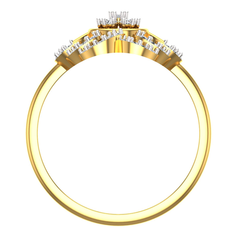 Concentric Floral Cluster Yellow Gold Diamond Ring