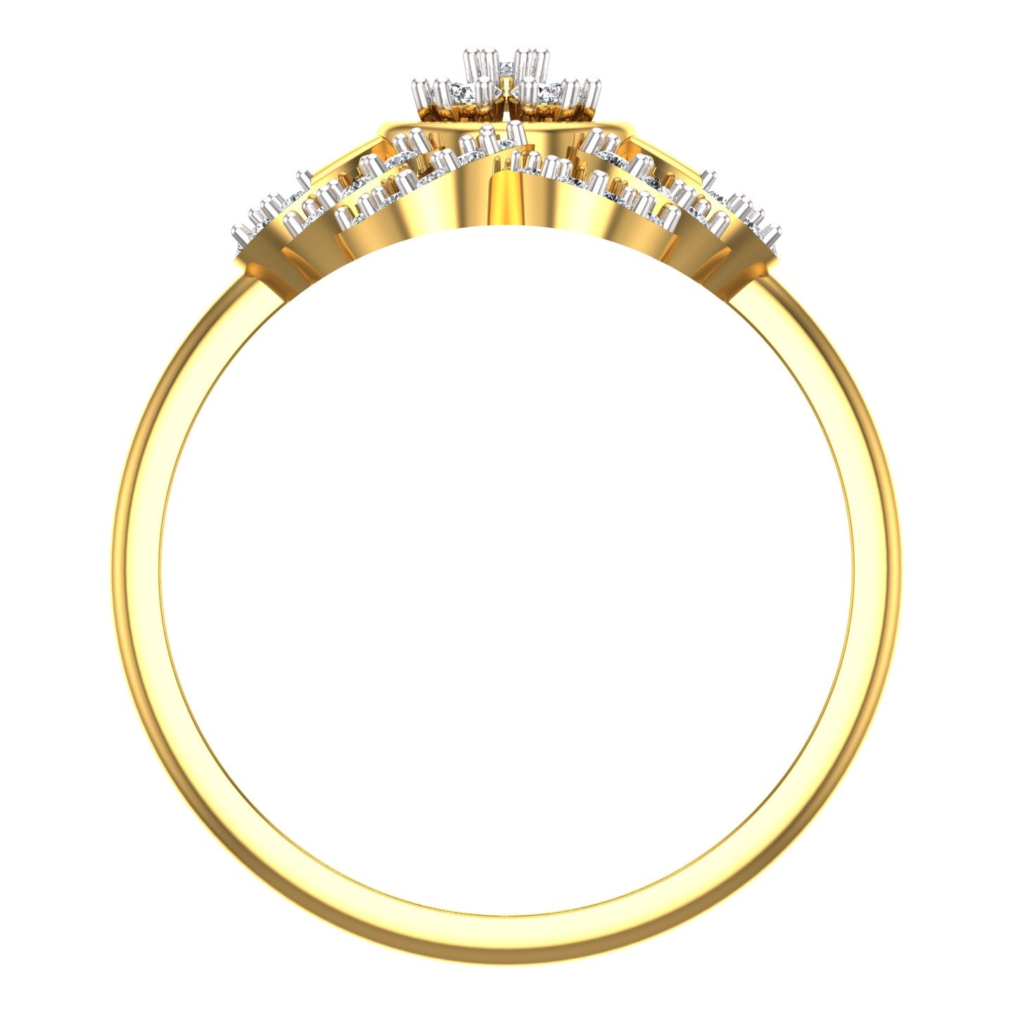 Concentric Floral Cluster Yellow Gold Diamond Ring