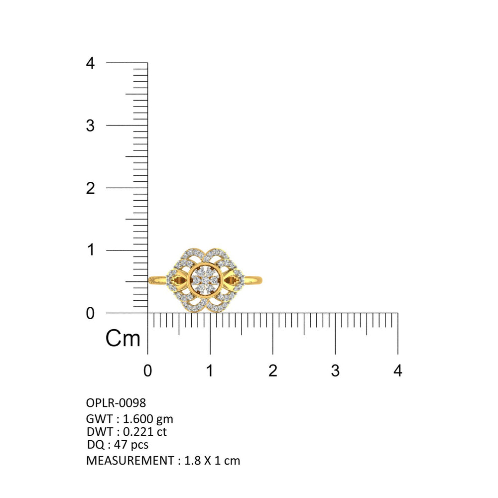 Concentric Floral Cluster Yellow Gold Diamond Ring