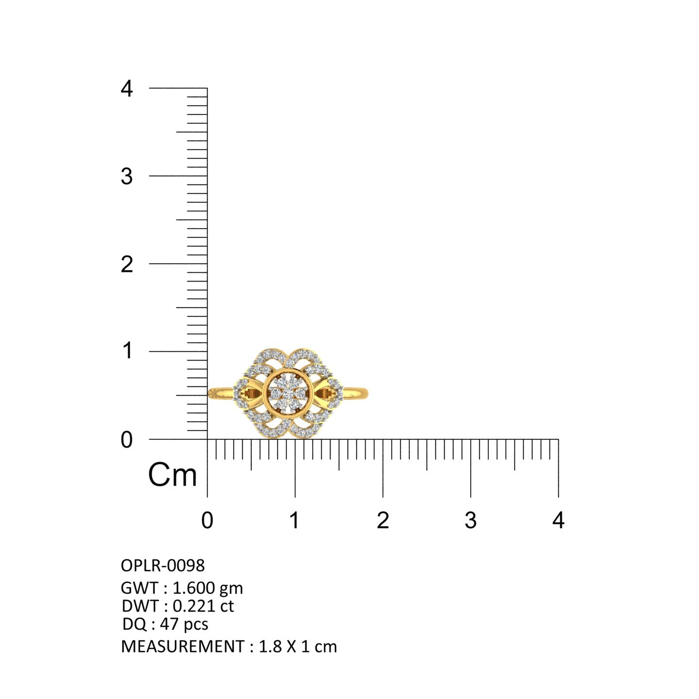 Concentric Floral Cluster Yellow Gold Diamond Ring