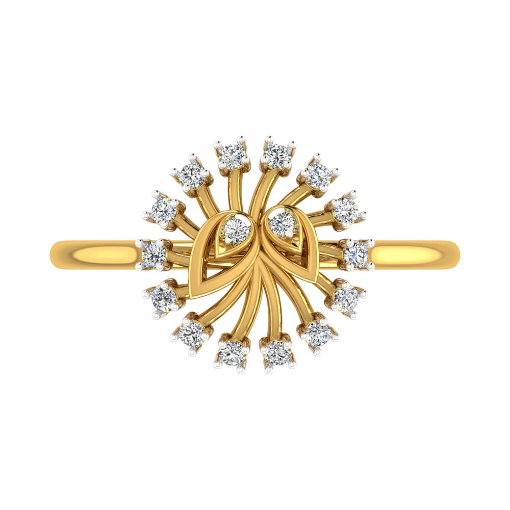 Radiant Sunburst Yellow Gold Diamond Ring
