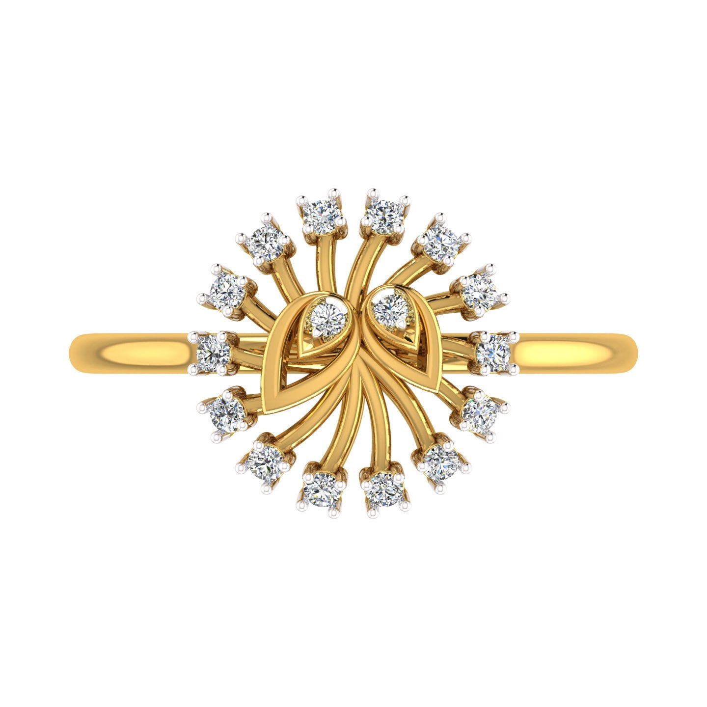 Radiant Sunburst Yellow Gold Diamond Ring