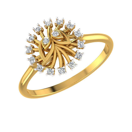 Radiant Sunburst Yellow Gold Diamond Ring