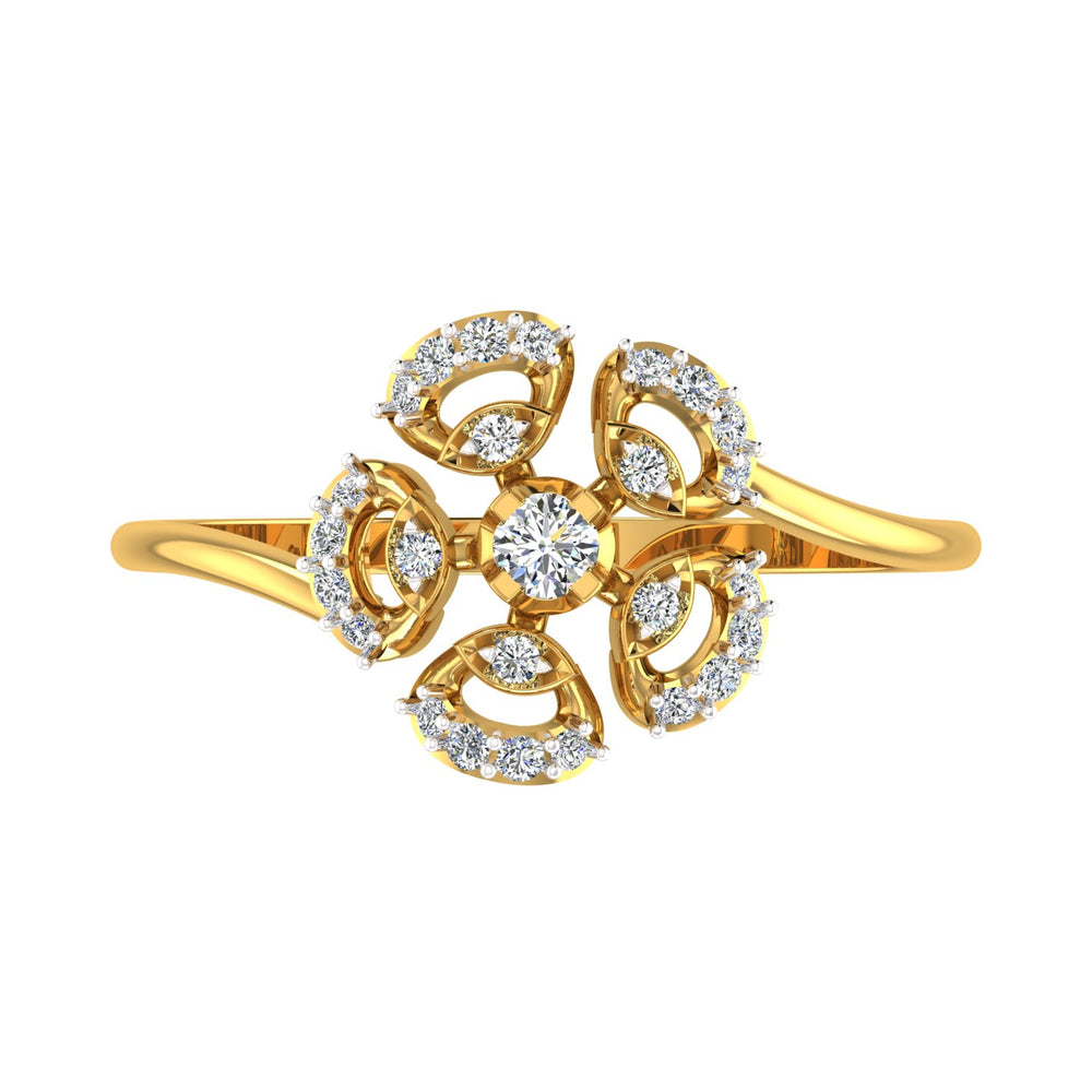Blooming Floral Cluster Yellow Gold Diamond Ring