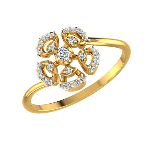 Blooming Floral Cluster Yellow Gold Diamond Ring