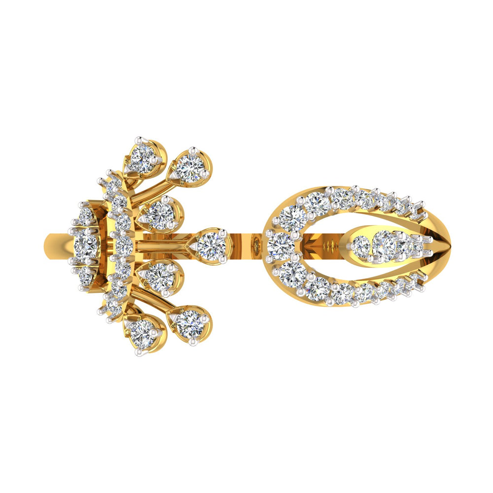 Dual-Motif Floral Bypass Diamond Ring