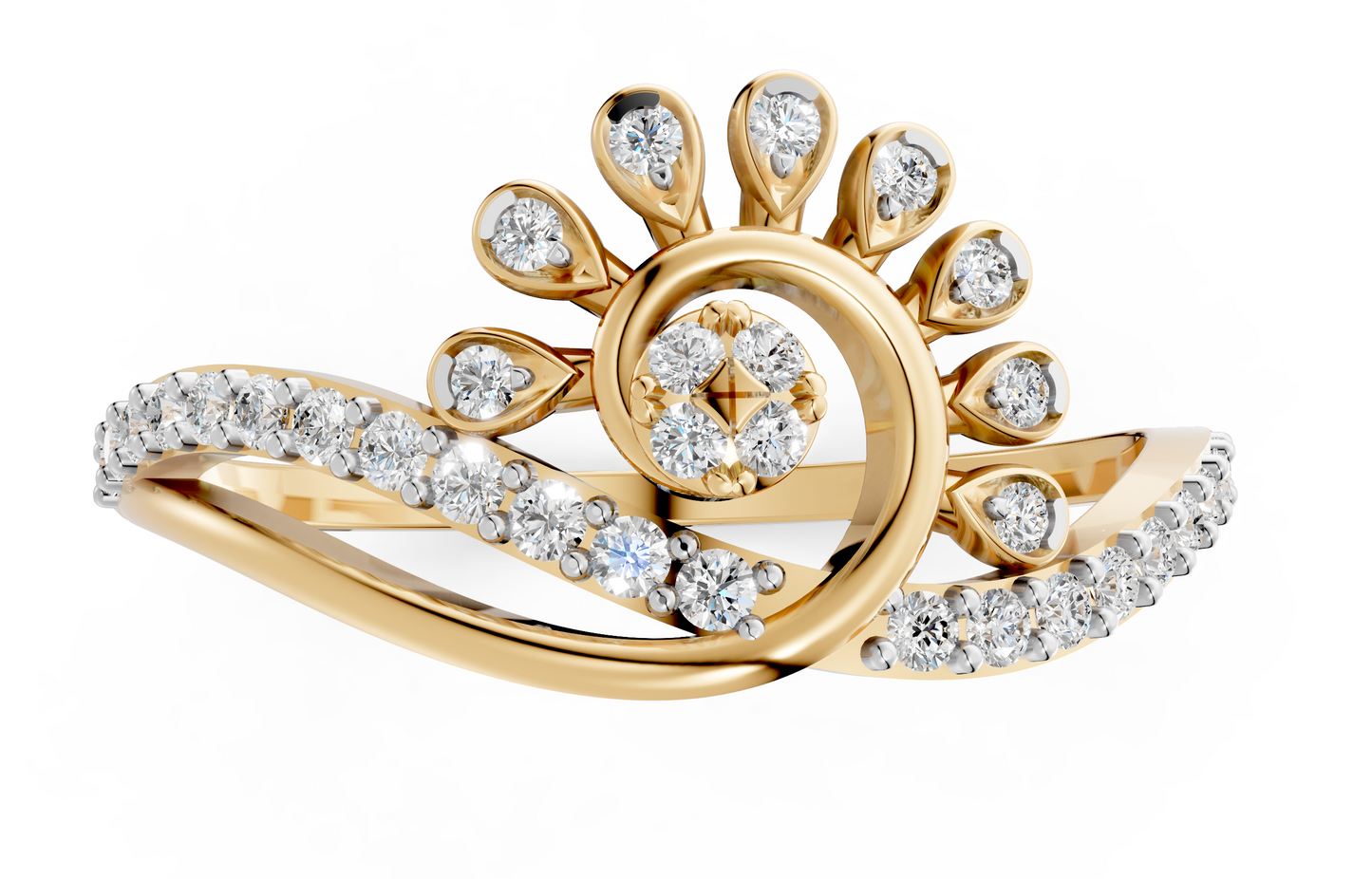 Peacock Aura Diamond Ring