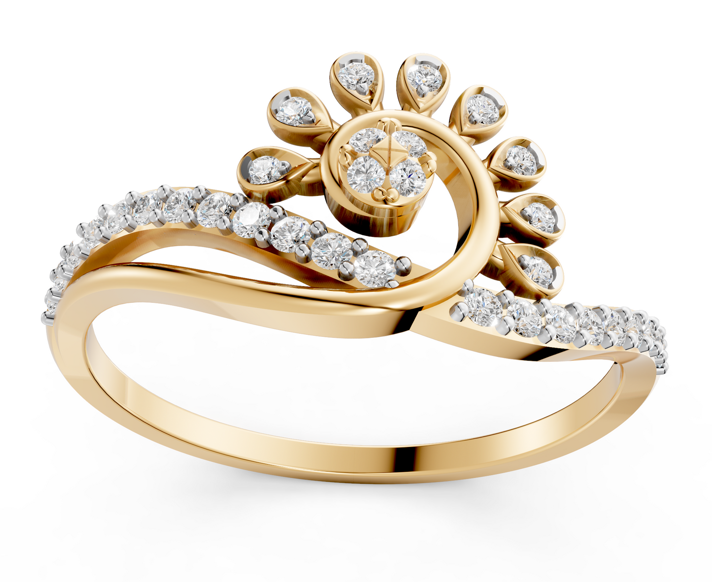 Peacock Aura Diamond Ring