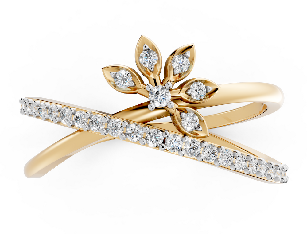 Diamond Blossom Cross Ring