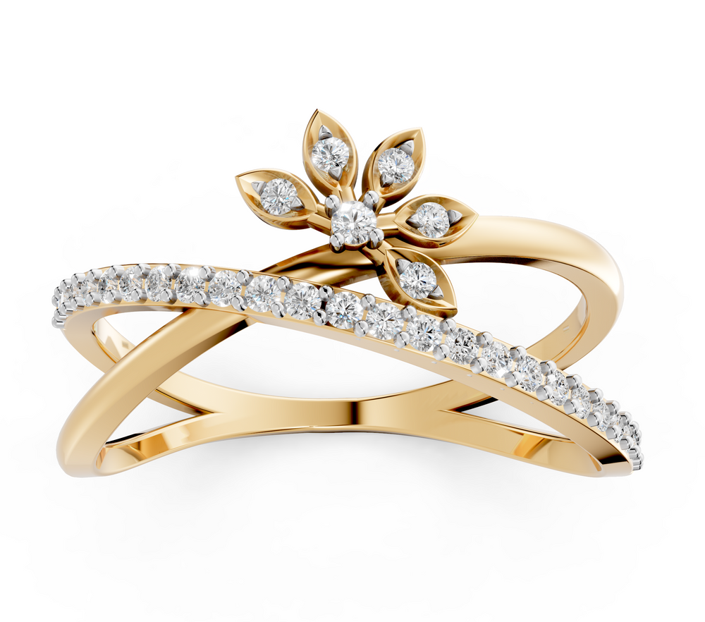 Diamond Blossom Cross Ring