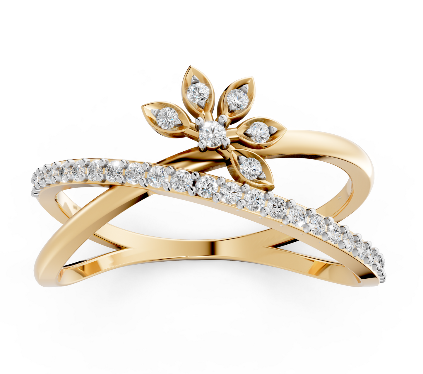 Diamond Blossom Cross Ring