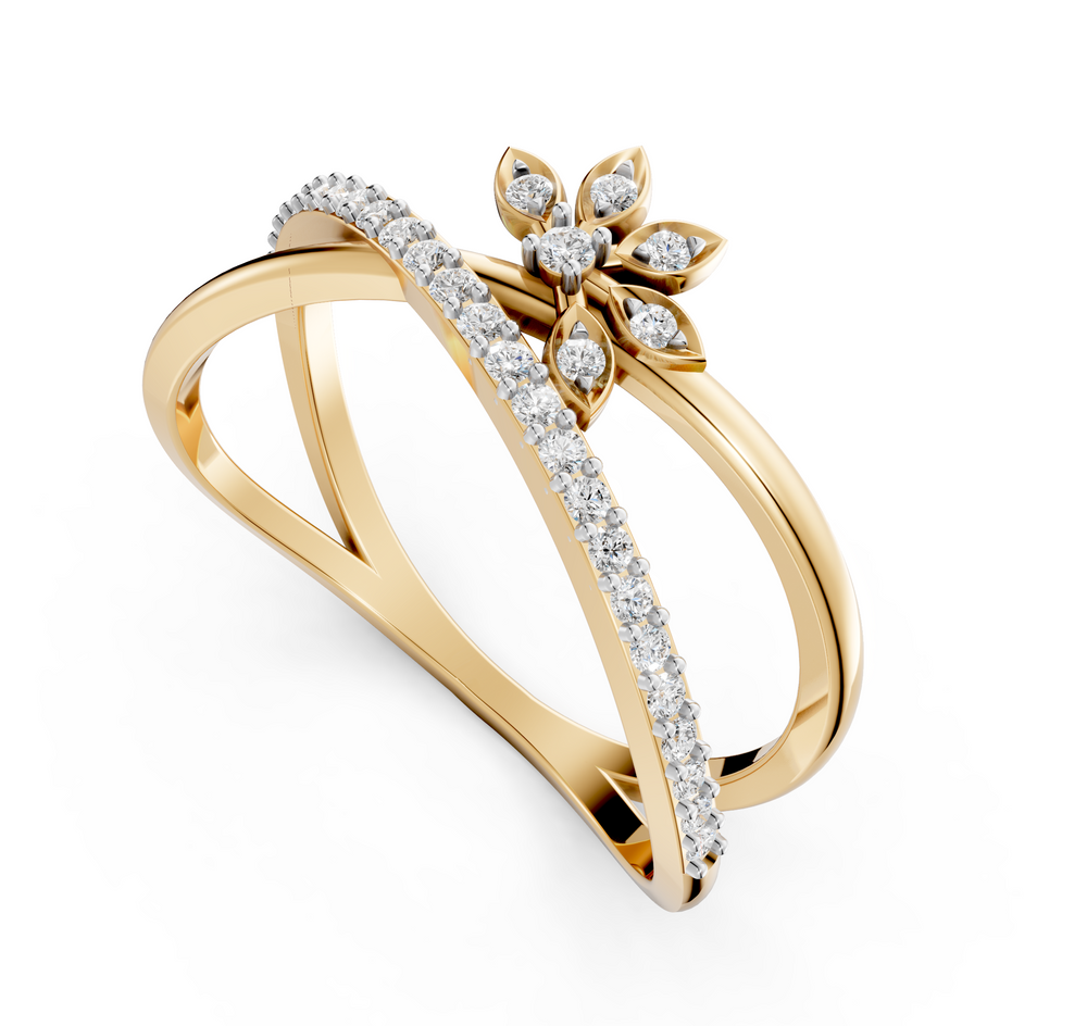 Diamond Blossom Cross Ring