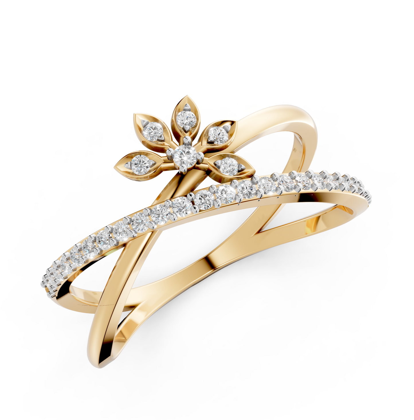 Diamond Blossom Cross Ring