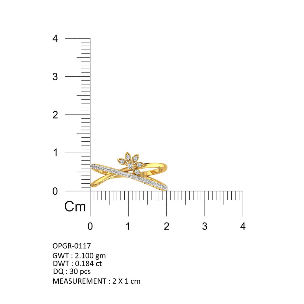 Diamond Blossom Cross Ring