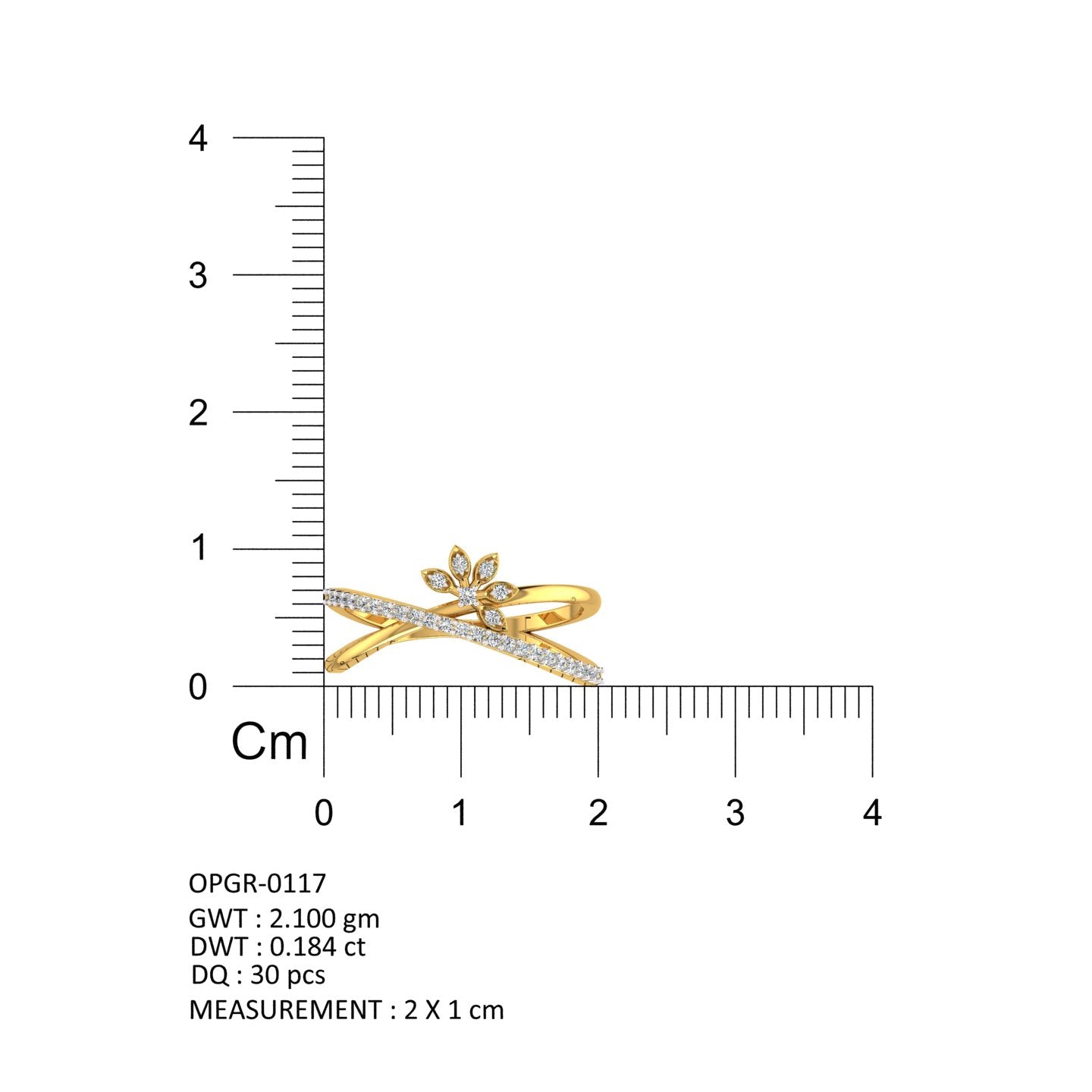 Diamond Blossom Cross Ring