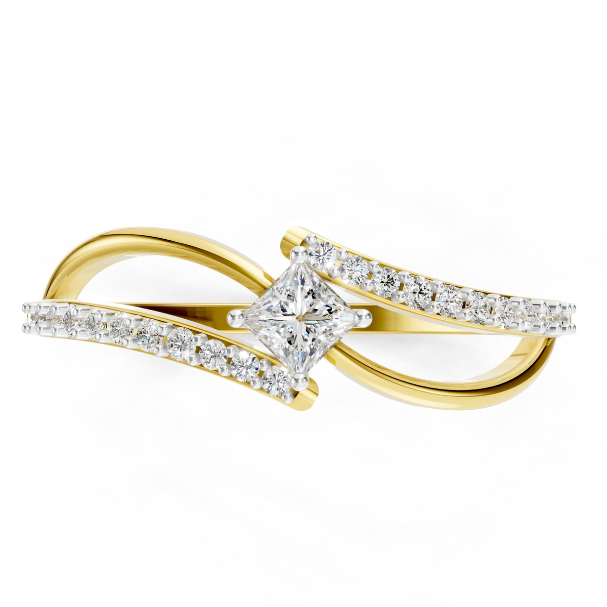 Celestial Twist Princess Diamond Ring