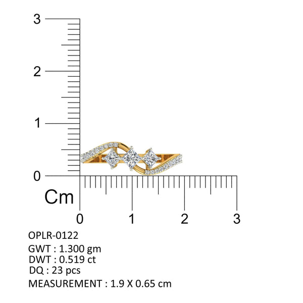 Trinity Wave Princess Diamond Ring hover image