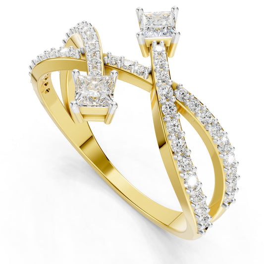 Twin Star Princess Diamond Ring