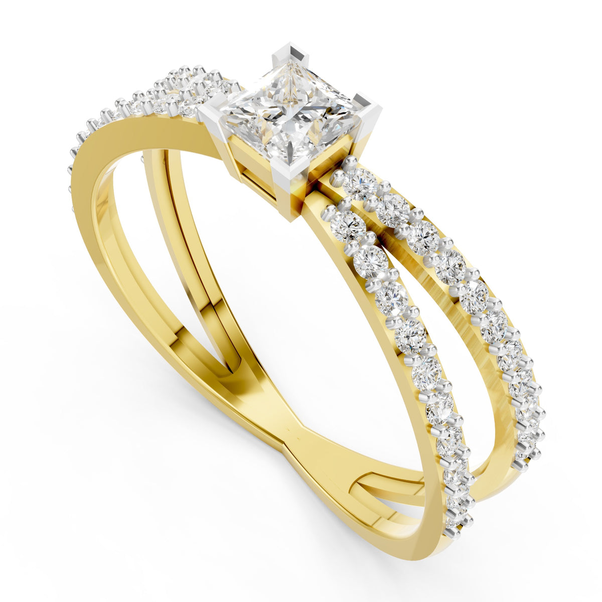 Royal Split Princess Diamond Ring