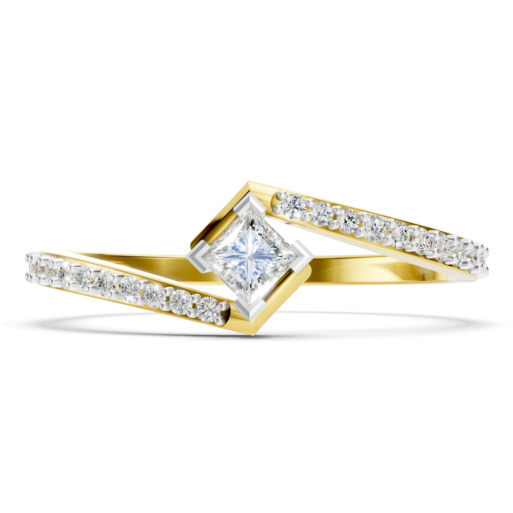Asymmetric Orbit Princess Diamond Ring