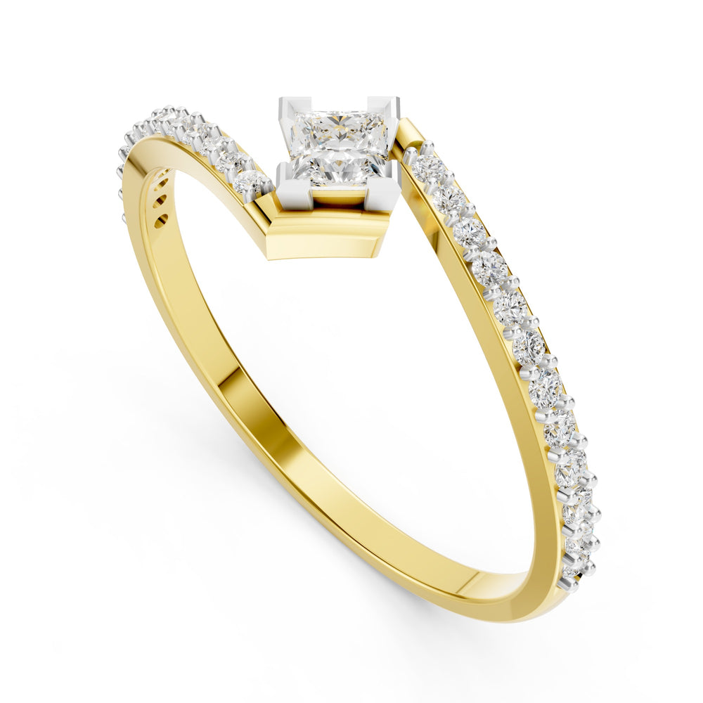 Asymmetric Orbit Princess Diamond Ring