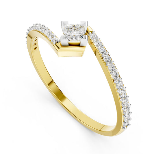 Asymmetric Orbit Princess Diamond Ring