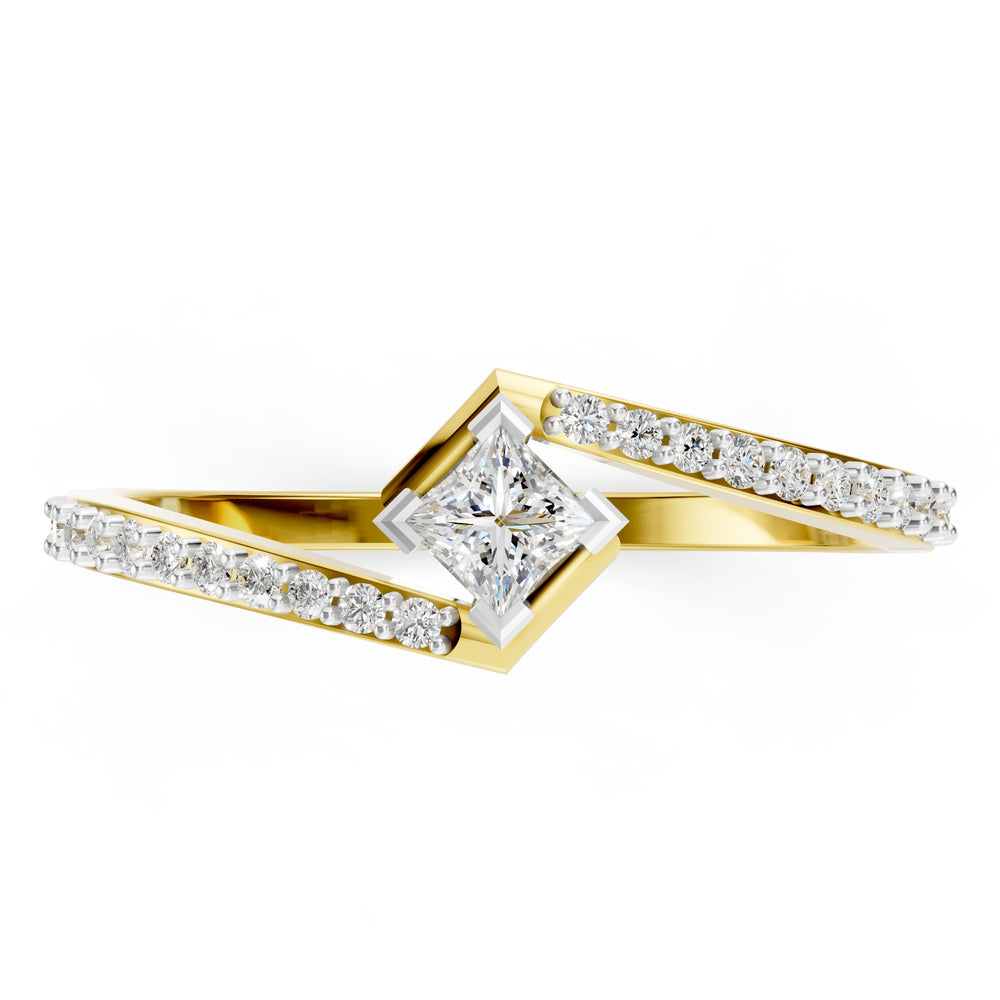 Asymmetric Orbit Princess Diamond Ring
