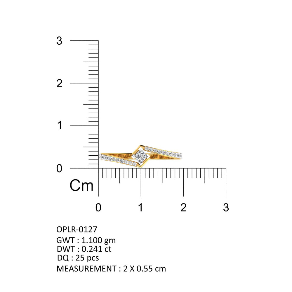 Asymmetric Orbit Princess Diamond Ring
