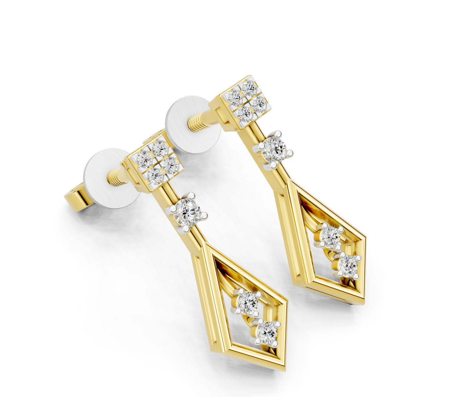 Diamond Prism Drop Net Earrings