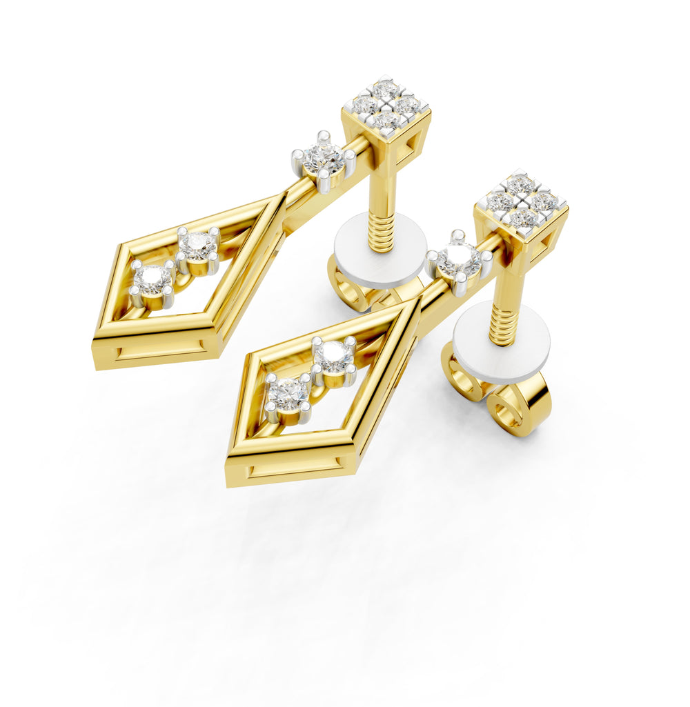Diamond Prism Drop Net Earrings