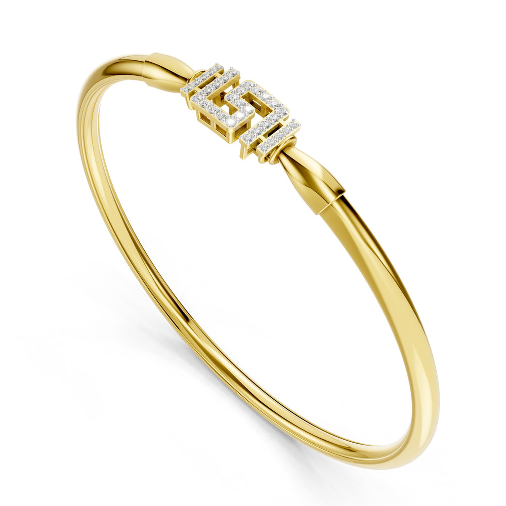 Greek Key Diamond Bangle