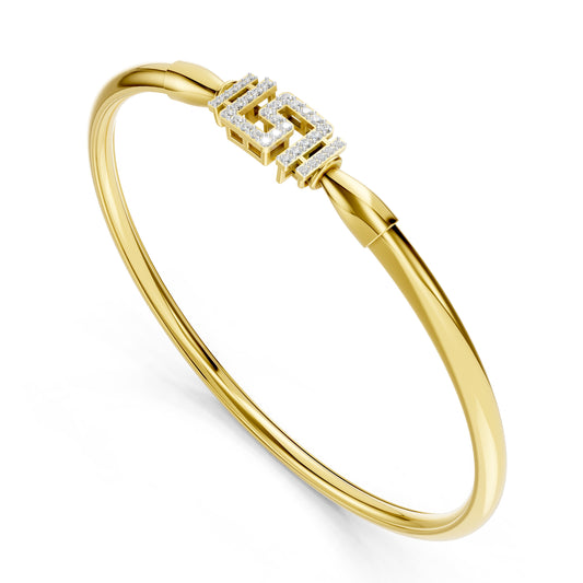 Greek Key Diamond Bangle